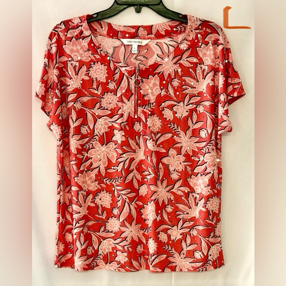 Chic Red Floral Blouse